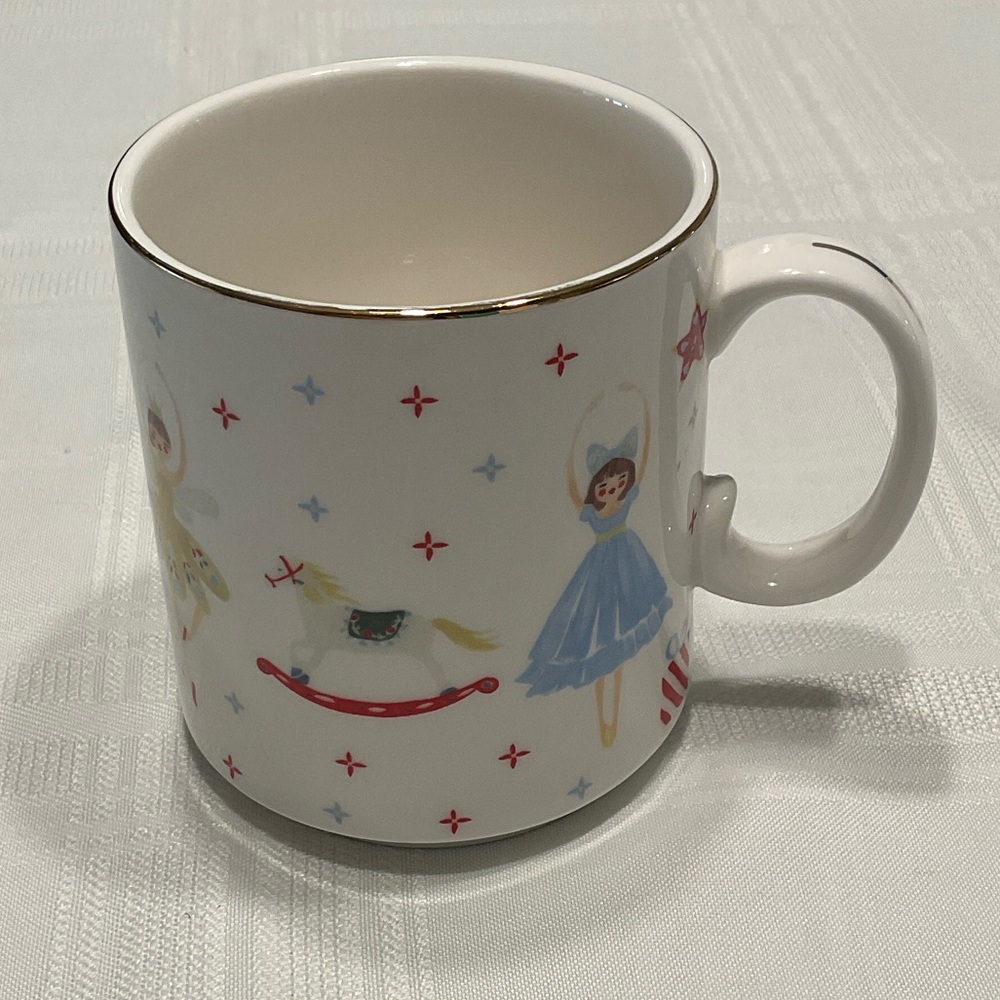 Elegant White Porcelain Mug with Ballet Dancer Design